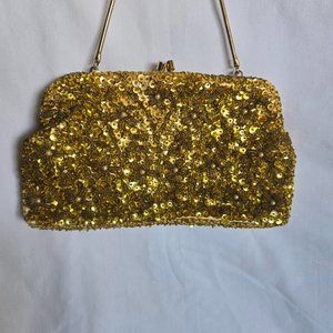 Vintage Yellow Sequin Clutch